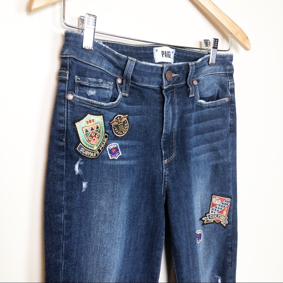 Paige Cropped Patchwork Jeans SZ 27 - Picture 4 of 6